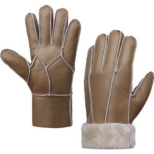 MGGMOKAY Uomo Guanto invernale Uomo pelle di pecora Shearling Guanti per inverno freddo,Cammello,L