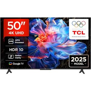 TCL 50V6C Smart TV LED Direct da 50, HDR 4K, con tecnologia Google TV (Dolby Audio, Motion Clarity, compatibile con Google Assistant e Alexa)
