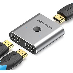 Vention - Switcher bidirezionale HDMI a 2 porte, colore: Argento