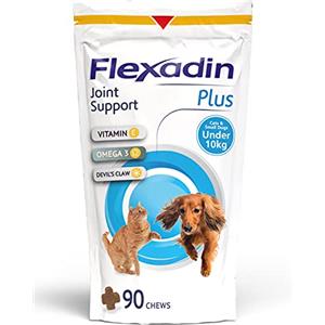 Vetoquinol Flexadin Plus - Mangime Complementare Dietetico per Cani di Piccola Taglia e Gatti, 90 Tavolette per il Supporto delle Articolazioni