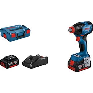 Bosch Professional 18V System Avvitatore a massa battente a batteria GDX 18V-210 C (coppia max. 210 Nm, 2 batterie GBA 18V 5.0Ah, caricabatteria rapido GAL 18V-40, in L-BOXX 136), Blue