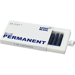 Montblanc 107758 - Cartucce di inchiostro Permanent Blue (blu indelebile) per penna stilografica - refill ink di alta qualità, 8 x confezione