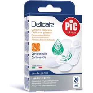 PIC Delicate Cerotto Antibatterico - 20 Pezzi, Ipoallergenico e Conformabile per Pelli Sensibili