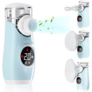 Lutranstra Aerosol Portatile Silenzioso Inalatori - Macchina Aerosol per Adulti e Bambini,3 Modalit Nebulizzatore Portatile con 2 Maschere e Boccaglio
