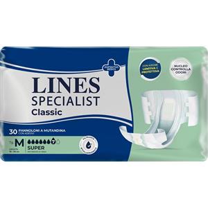 FATER Lines Specialist Classic Super Pannolone a Mutandina Taglia Media - 30 Pezzi, Assorbenza Rapida e Morbido sulla Pelle