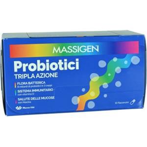 Massigen Probiotici - Integratore con 10 Flaconcini da 8 ml per la Salute Intestinale e Digestiva