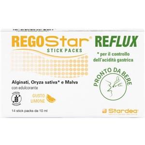 STARDEA REGOSTAR REFLUX - Integratore alimentare con Alginati, Melatonina, Oryza sativa e Malva in formato 14 Stick Pack