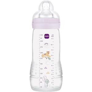 MAM Biberon Easy Active Baby Bottle 330 ml, Biberon MAM per bambini attivi ergonomico e pratico, Accessori neonato 4+ mesi per l'allattamento con tettarella misura 3 piatta e simmetrica, Rosa