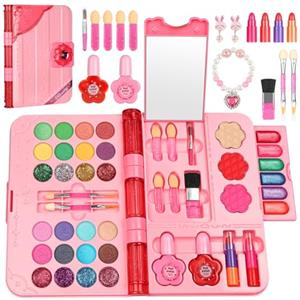 Aomig Trucchi Bambina Set, Scatola per il Trucco Degli Ombretti per Bambini in Stile Libro, Regalo Trucchi Bambina Set per il Compleanno di Halloween Carnevale Natale, Ragazze Trucco Set per 3-8 Anni