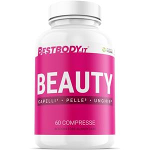 BestBody.it BestBody - Beauty - Supporto Capelli, Pelle e Unghie, Vegano, con Biotina, Vitamina C, Ferro, Zinco, Rame, Coenzima Q10, Niacina, Selenio, Acido Ialuronico, 60 Compresse