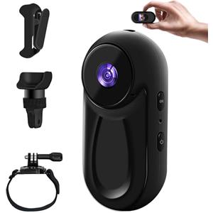 Baobylon Mini Action Cam 360°, 1080P Mini Body Cam Fotocamera Videocamera Telecamere Nascoste Non WIFI Bodycam Polizia Professionale e Accessori per Moto Conferenze Viaggio Animali Esterno
