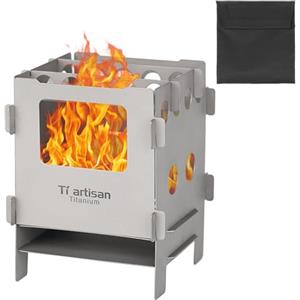 Lixada Stufa a legna portatile pieghevole in titanio/acciaio inox, fornello Hobo Outdoor Camping Cucina, Picnic Zaino Stufa