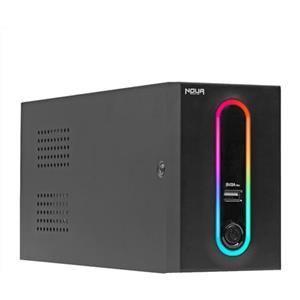 Noua Zeus 600VA RGB Gruppo di Continuità per Computer PC UPS Line Interactive 600VA / 360 Watt, AVR, 2 Uscite Schuko, Porta di Ricarica USB 5V/2A