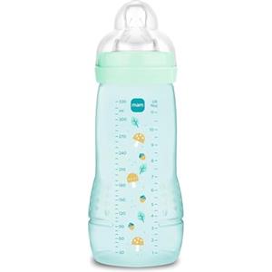 MAM Biberon Easy Active Baby Bottle 330ml, Biberon MAM per bambini attivi ergonomico e pratico, Accessori neonato 4+ mesi per l'allattamento con tettarella misura 3 piatta e simmetrica, Azzurro
