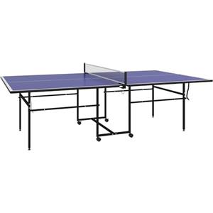 SPORTNOW Tavolo da ping pong pieghevole compatto con 4 rotelle per uso interno ed esterno, 274L x 152,5L x 75,5H cm blu