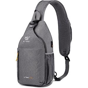 SKYSPER Zaino Monospalla Multifimzioni Borsa a Tracolla Impermeabile con Porta USB per Uomo Donna Casual Ciclismo Trekking Viaggio, X6-Grigio