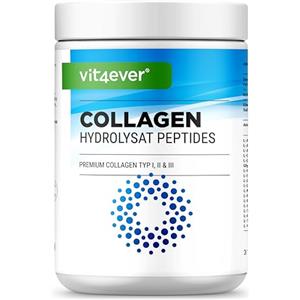 Vit4ever Collagene in polvere 500 g - 100% peptidi idrolizzati di collagene bioattivi - Collagene di tipo 1, 2 e 3 - Sapore neutro - Senza additivi