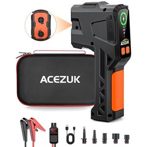 ACEZUK Avviatore Batteria & Pompa d'aria Elettrica, 5000A 12V (Fino a 8L Gas o 6,5L Diesel) Avviatore di Emergenza Auto con 5Ugelli,per Auto/Materasso ad Aria/Anello da Nuoto/LCDClipIntelligent