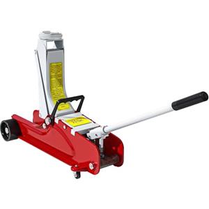 HOMCOM Cric Idraulico a Basso Profilo, Cric per Auto in Acciaio Rinforzato con Capacità 2.5 Tonnellate, Sollevamento 8-38cm, Rosso