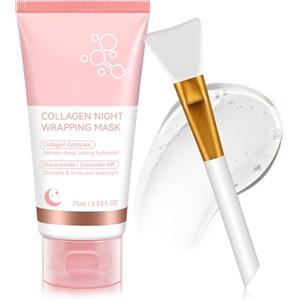 Generico Maschera Avvolgente al Collagene Notturna, Collagen Night Wrapping Mask per Idratazione Profonda, Maschera Peel Off Tonificante per Pelle Secca e Disidratata, Confezione da 1 Pezzi