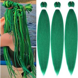 YDDM Capelli Per Treccine Africane Extension Trecce Verde Braids Extension 20 Pollici 3packs Extension Per Treccine Africane Extension Capelli Per Trecce Braiding Hair(20 pollici, Green#)