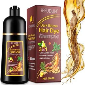 CCKULOOB Shampoo tintura per capelli marrone scuro, 3 in1 shampoo tintura istantanea per capelli, tintura per capelli, tintura per capelli in pochi minuti, capelli naturale e di lunga durata, 500ML