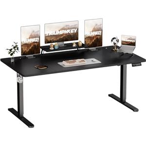 TRIUMPHKEY Scrivania Regolabile con Ripiani per Monitor,Scrivania Regolabile in Altezza,Scrivania Elettrica Gaming, Scrivania per Computer,Tavolo da Studio per Ufficio (Nero, 200x80cm)