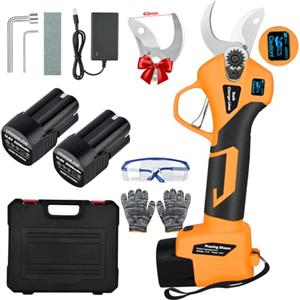 NUZEKY Forbici Potatura Elettriche - 40mm Cesoie Potatura Elettriche Professionali Con 2 16.8V/2000 mAh Batteria - Forbici a batteria da potatura per potatura per Giardinaggio Albero da Frutta Delle Viti