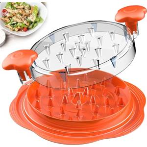 SURETIVIAN Trituratore per pollo, grande, con spazzola e forchetta; tritacarne visibile, striscia antiscivolo, manico ergonomico, senza BPA, adatto per carne di maiale e pollo(arancione)