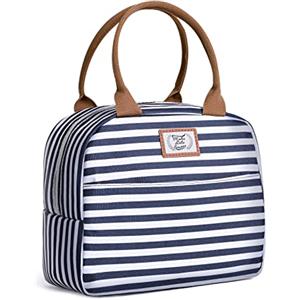 Lekespring Borsa Termica per Alimenti 9L | Borsa Frigo Portatile Piccola Anti-perdite - Borsa Alimenti Lavoro Senza BPA - Borsa Termica con Superficie Impermeabile, per Uomo e Donna - Strisce blu