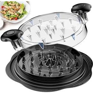 SURETIVIAN Trituratore per pollo, grande, con spazzola e forchetta; tritacarne visibile, striscia antiscivolo, manico ergonomico, senza BPA, adatto per carne di maiale e pollo (nero)