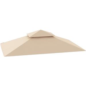 Outsunny Tetto di Ricambio per Gazebo 2.44x1.52 m a 2 Livelli con Tasche Angolari, Copertura per Gazebo da Giardino per Barbecue in Poliestere 160 g/m², UV50+, Beige