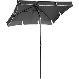Outsunny Ombrellone da Giardino Rettangolare 2x1.3 m con Inclinazione Regolabile e Palo in Alluminio, Grigio e Nero