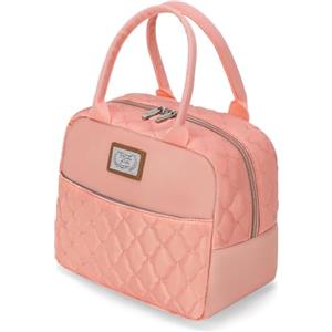Lekespring Borsa termica pasto 9L, borsa da pranzo impermeabile portatile per ufficio, lavoro, pranzo, studente - uomo e donna - rosa_2