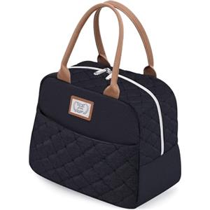 Lekespring Borsa Termica per Alimenti 9L | Borsa Frigo Portatile Piccola Anti-perdite - Borsa Alimenti Lavoro Senza BPA - Borsa Termica con Superficie Impermeabile, per Uomo e Donna - Nera Imbottita