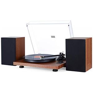 1 BY ONE Giradischi Vinili, Giradischi Stereo a Cinghia in Legno con lmpianto di Altoparlanti Hi-Fi Wireless 36W, Lettore Vinile Contrappeso Regolabile, Registrazione da Vinile a MP3