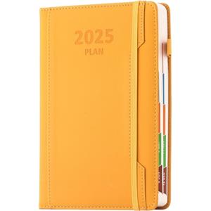 Goldaypln Agenda accademica anno 2025, formato A5, una pagina per giorno, da gennaio 2025 a dicembre 2025, agenda con copertina rigida con portapenne, tasca frontale, linguetta mensile colorata, chiusura