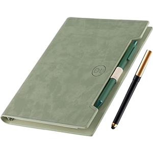 Holderzwu Diario classico in pelle, ricaricabile, con pagine a righe, diario personale, quaderno per scrivere, taccuino A5 con tasche/portapenne/portapenne, carta a righe 100 g/m², 160 pagine (verde)