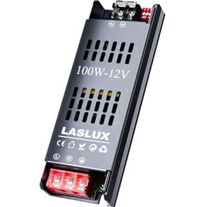 LASLUX Alimentatore LED 12V 8.3A 100W, Dimmer Trasformatore Universale AC 220V a DC 12V, Professionale per Strisce e Luce a Bassa Tensione, Lampade (12V, 100 Watt)