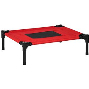 PawHut Cuccia Estiva Brandina per Cani da Esterno e da Interno, Lettino per Animali Domestici Rosso 61x46x18cm