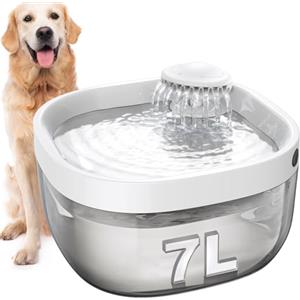FEELNEEDY Fontanella per Cani e Gatti 7L/1.8Gal/230oz, Fontana d'Acqua Fresca con Serbatoio Visivo Senza BPA Distributore con Sistema di Filtrazione a 3 Strati e Pompa Silenziosa (D)