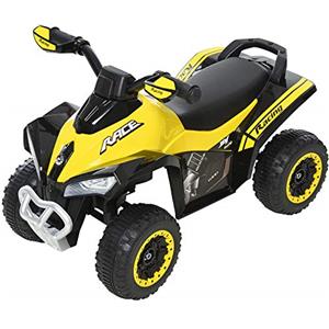 HOMCOM Macchina Cavalcabile per Bambini 18-36 Mesi in PP e Metallo, Mini Quad per Bambini a Spinta Manuale con Musiche Integrate, Fari Funzionanti e Manubrio Ampio, 67.5x38x44cm, Giallo