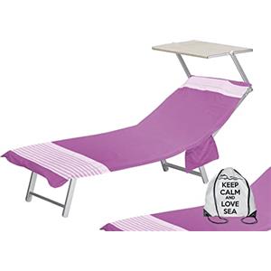 Tex family Telo Mare fouta Lettino in Cotone BEDDY Beach © con Tasche Misura Zaino Spiaggia (Alvin Fucsia)
