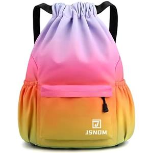 JSNOM Sacca Sportiva Palestra Mare: Zaino Casual Spiaggia Impermeabile per Viaggio Yoga Escursionismo Nuoto Allenamento Scuola con Coulisse per Uomo Donna (Arcobaleno)