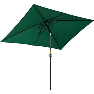 Outsunny Ombrellone da Giardino 2x3 m Inclinabile con Manovella, Ombrellone da Esterno con 6 Stecche in Metallo e Poliestere 180g/㎡, per Cortile, Terrazza e Balcone, Protezione UV, Verde