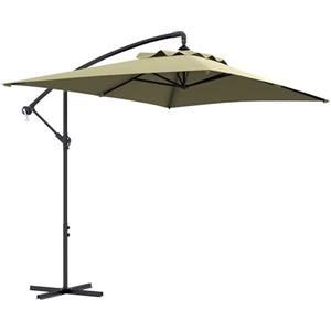 Outsunny Ombrellone Decentrato 3x2 m con Prese d'Aria, Base a Croce e Manovella, Ombrellone da Giardino in Acciaio e Poliestere 160 g/㎡, Protezione UV, per Terrazza e Balcone, Beige