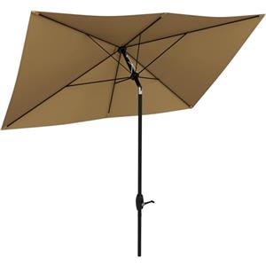 Outsunny Ombrellone da Giardino Rettangolare 3x2 m, Ombrellone da Terrazza con Apertura a Manovella e Inclinabile, Caffè