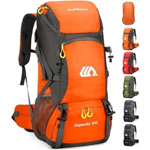 jianyana Zaino Trekking 50L Zaini da Escursione Impermeabile Zaino da Viaggio all'aperto Zaino Campeggio Montagna con Copertura Antipioggia per Uomo Donna (nero)