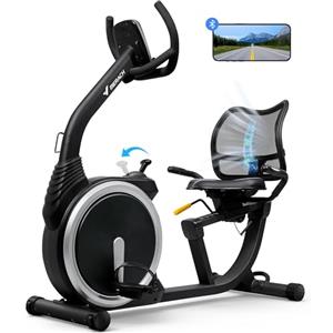 MERACH Cyclette Reclinata per Casa, 8 Livelli di Resistenza Regolabili, Bici da Allenamento Leggera Tipo Commerciale, Ergometro Recumbent con Esclusiva App, Display LCD, Sensori di Frequenza Cardiaca
