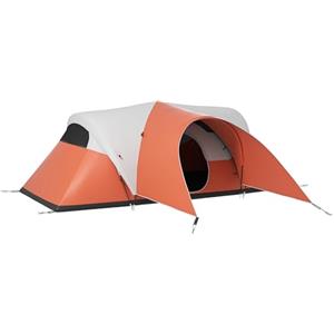 Outsunny Tenda da Campeggio 5-6 Persone con Portico, Tenda a Casetta Familiare Impermeabile 3000mm con Borsa di Trasporto, Arancione